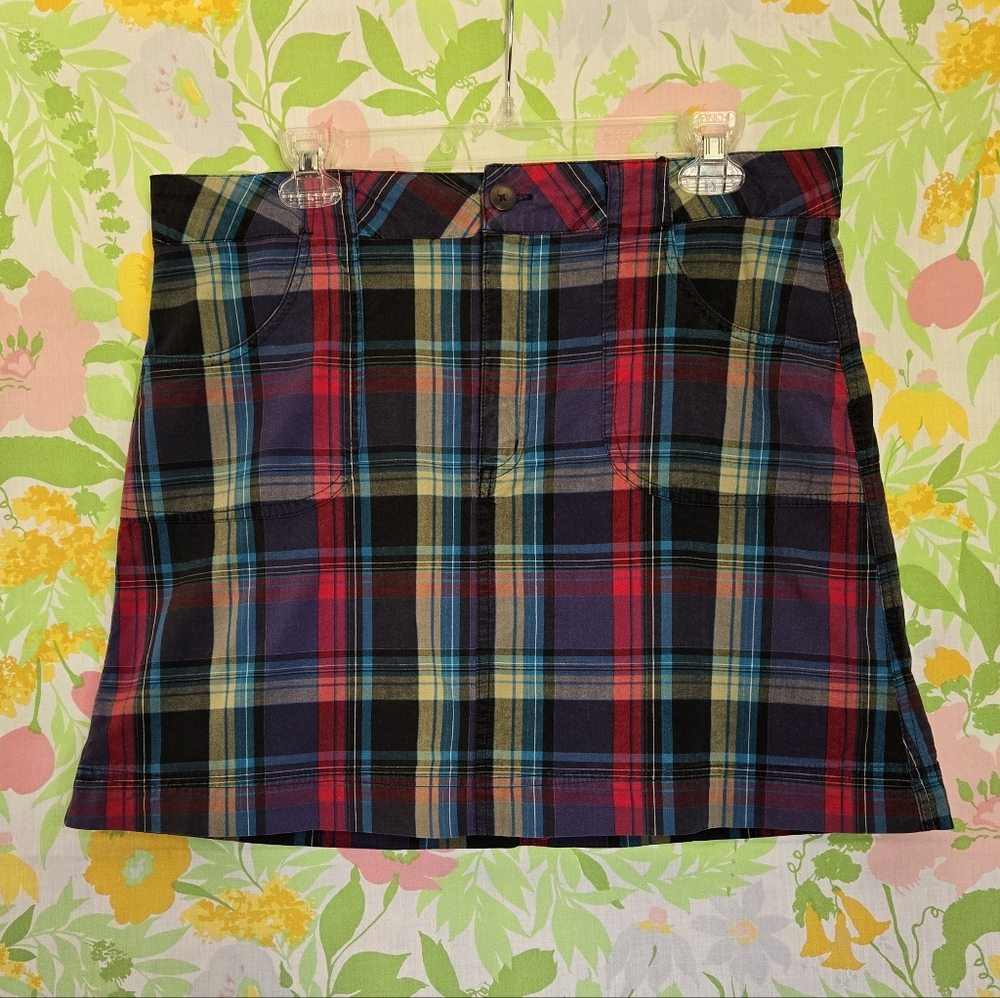 Vtg Colorful Plaid Mini Skort